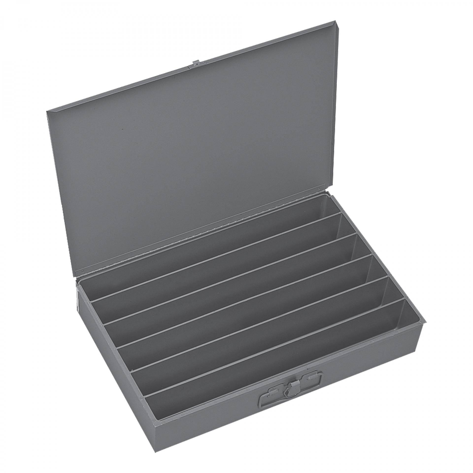 Large Steel Compartment Box, 6 Compartments, Horizontal, Gray